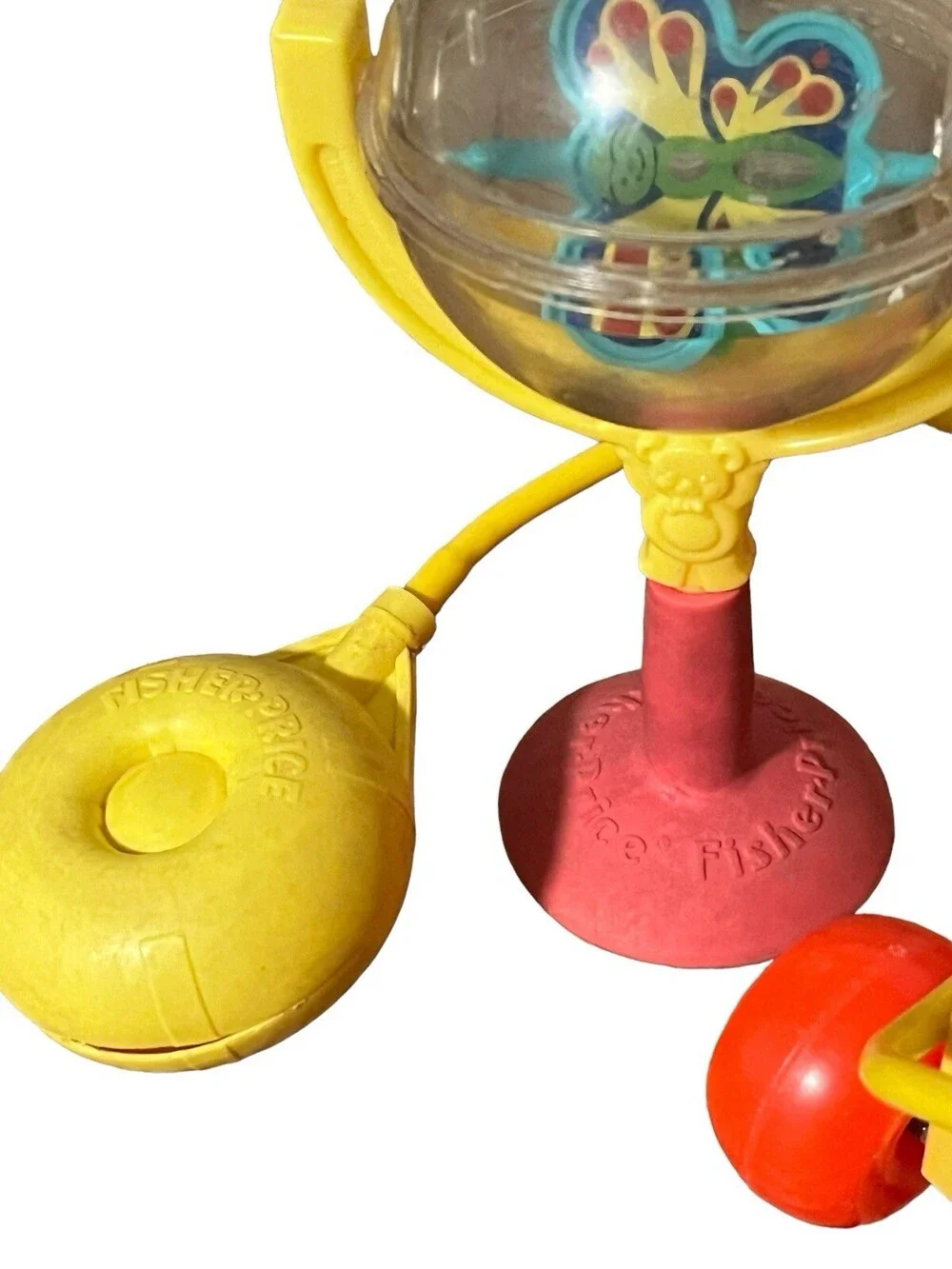VTG Fisher Price 1970 PeekaBoo Block & Suction Cup Spinning Butterfly Toy